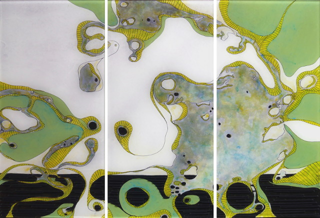 Hinter-Acrylglas-Malerei "Triptychon 1"© GINE SELLE 2020